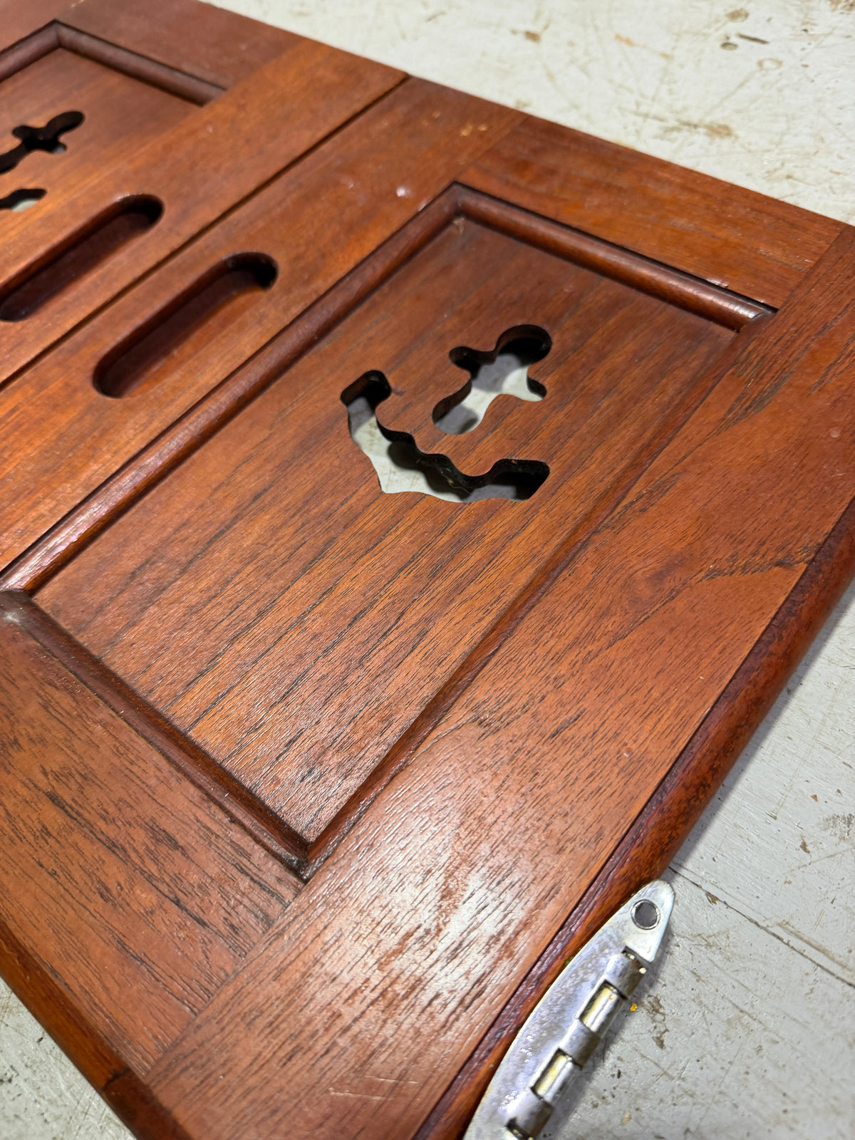 PAIR Catalina 30 Anchor Cut Out Interior Door - ID 11 3/4” Long x 9” Wide - Dark Wood -- #390