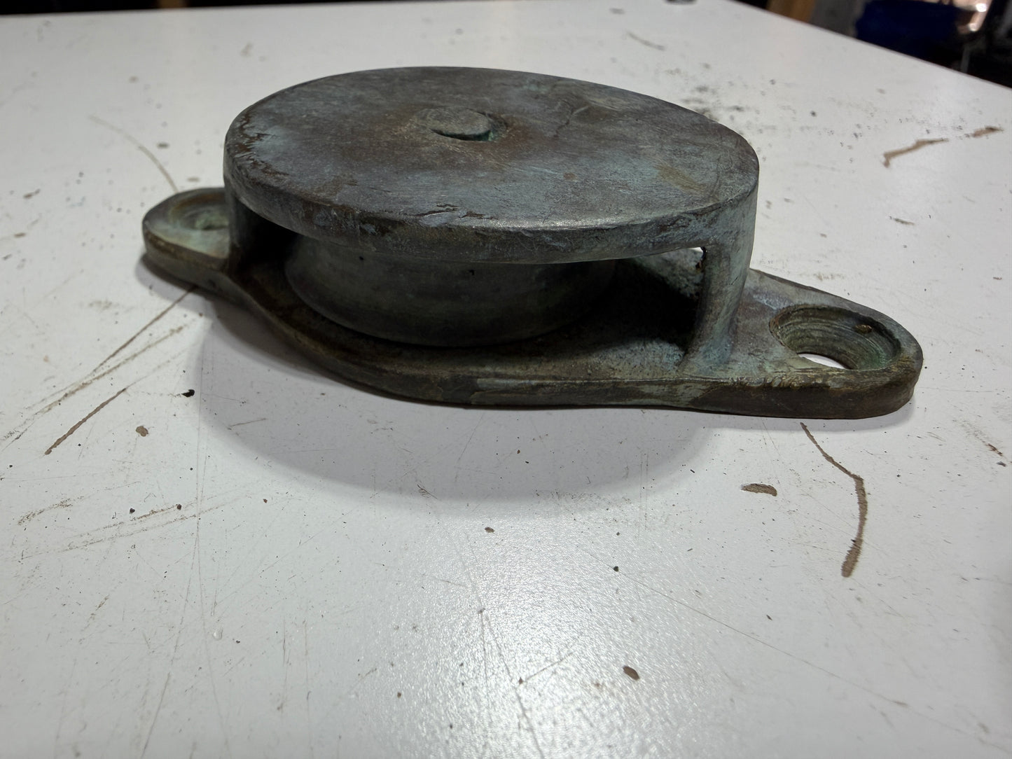 Vintage Bronze Cheek Block - 1 3/4" Sheave - 3/8" Line Diameter