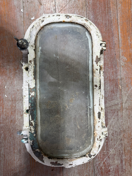 Bronze Perko Porthole - 12 1/2" Long x 5 1/2" Wide - Broken Dog & Painted Over