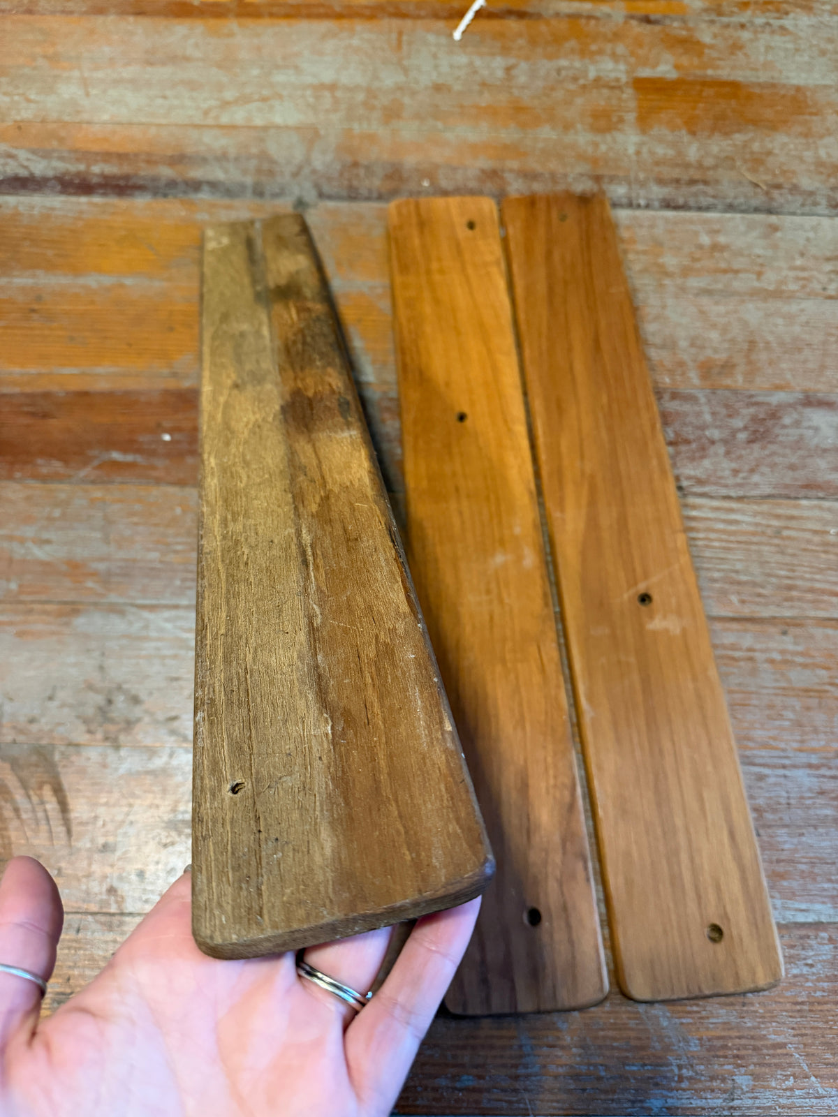 3 Pieces Teak Trim - 21" Length x 3" and 3 5/16" Width x 3/8" Thickness - Pearson 27