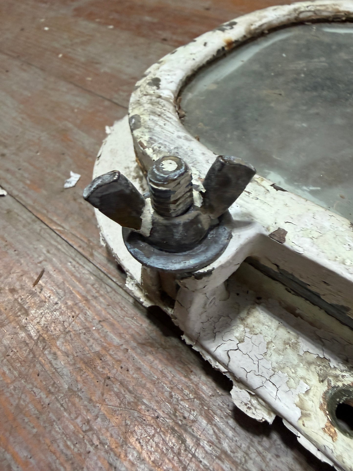 Bronze Perko Porthole - 12 1/2" Long x 5 1/2" Wide - Broken Dog & Painted Over