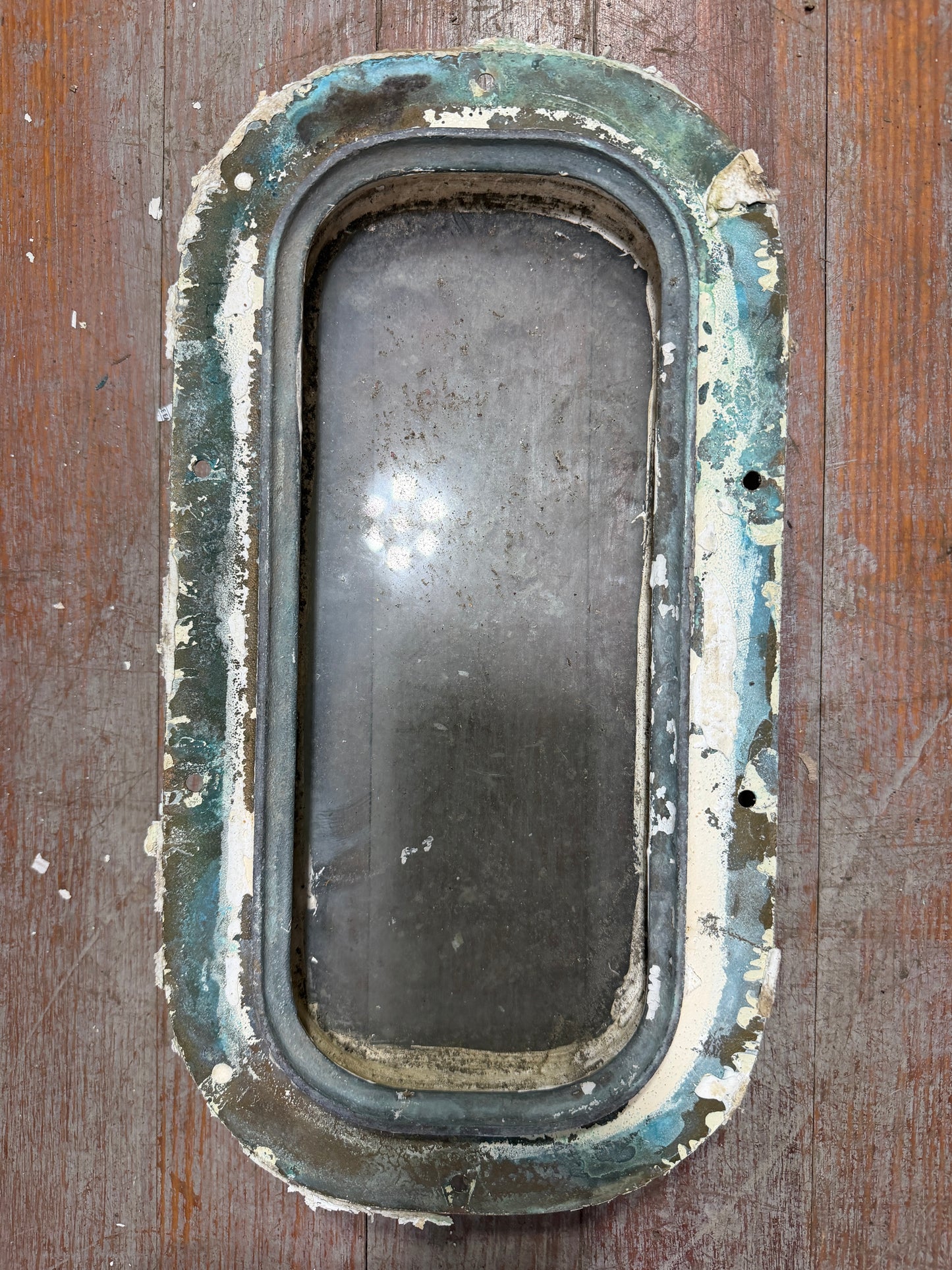 Bronze Perko Porthole - 12 1/2" Long x 5 1/2" Wide - Broken Dog & Painted Over