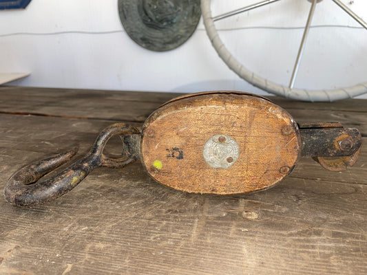 Vintage Wooden Pulley Block By Madesco Products