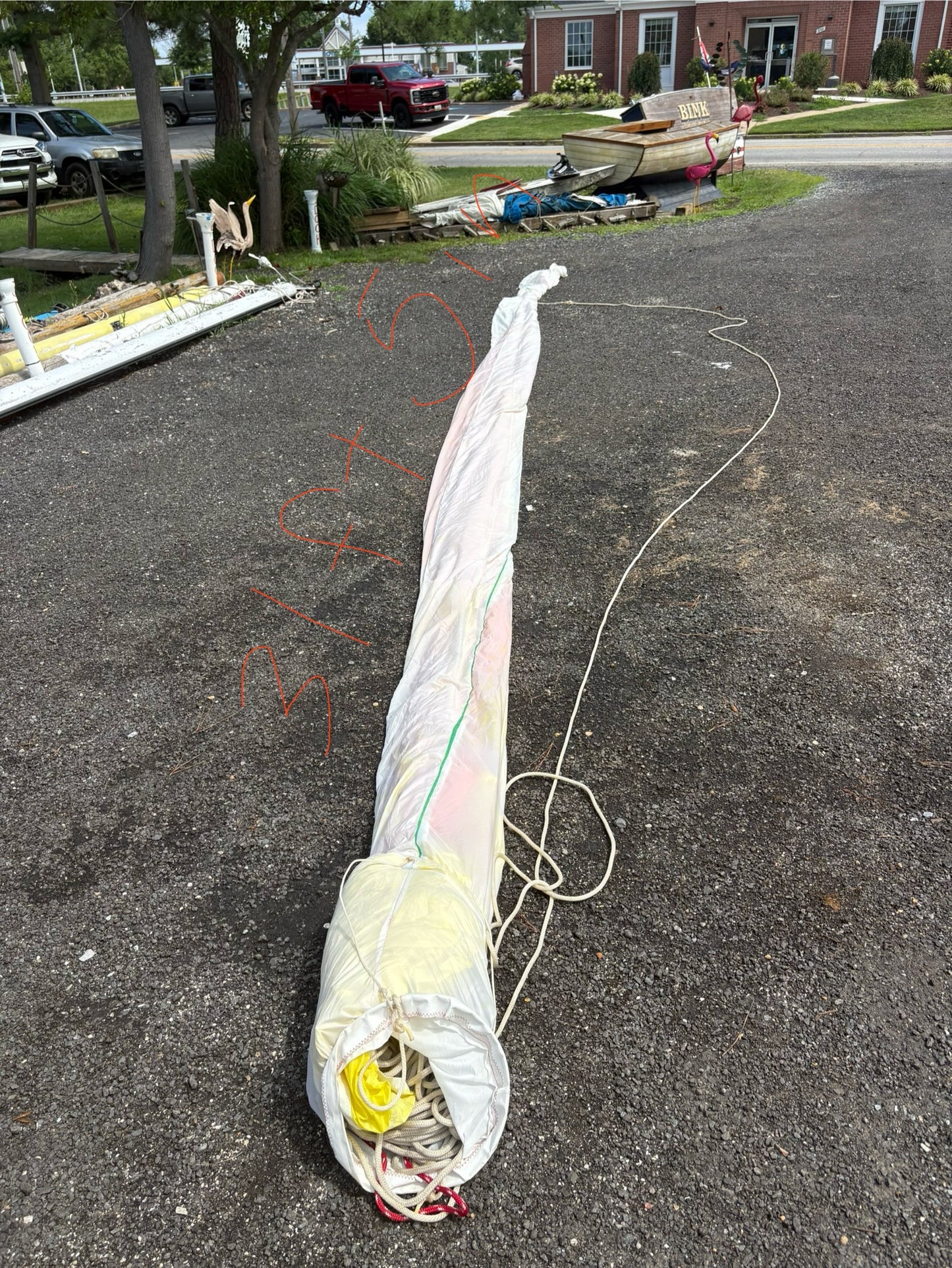 Spinnaker Sail w/ Launch Sock Snuffer Nylon Sail 23’ Foot