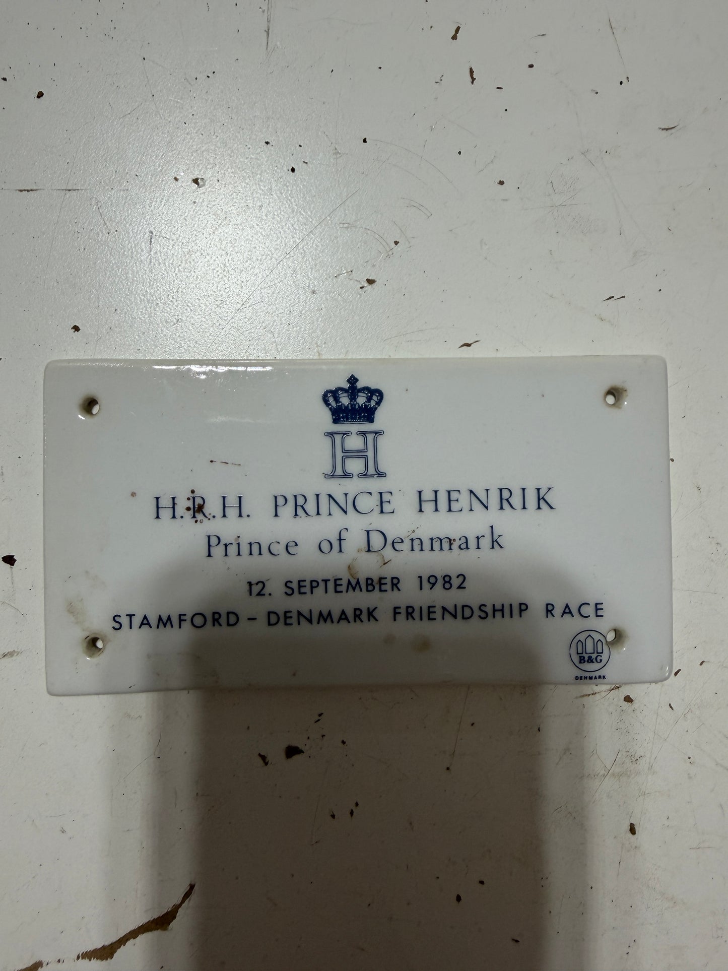 H.R.H Prince Henrik Stamford - Denmark Friendship Race Porcelain Plaque