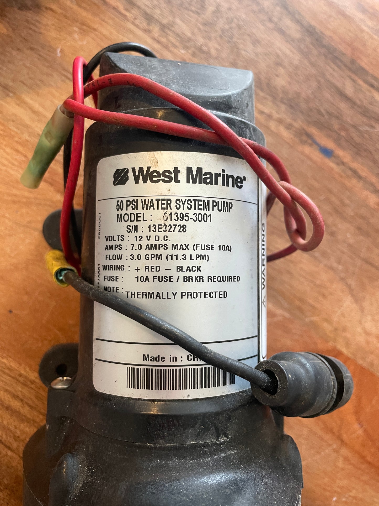 West Marine 50 PSI Water System Pump Model # 31395-3001- UNTESTED