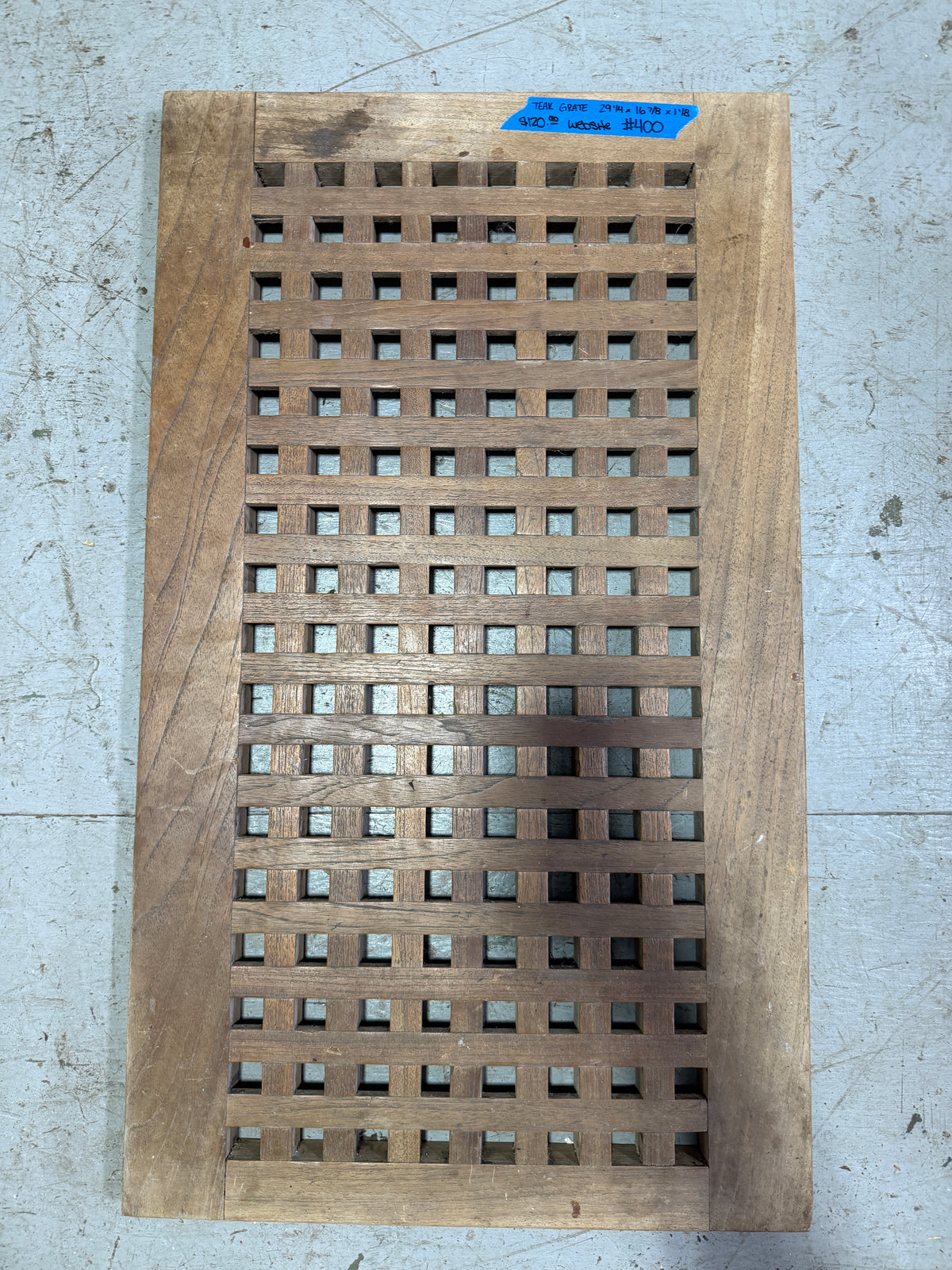 Teak Grate - 29 1/4" Length x 16 7/8" Width x 1 1/8" Thickness -- #400