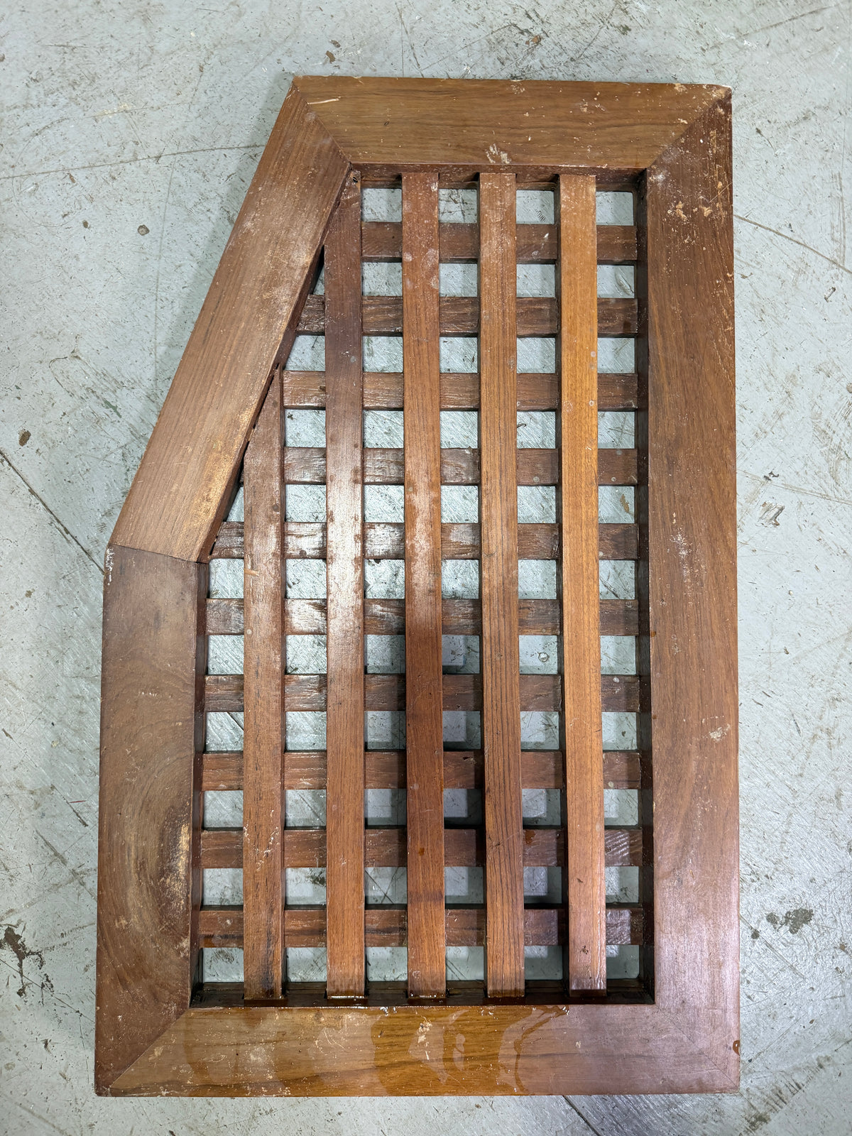 Teak Forward Head Grate - 26 1/2" Long x 16 1/2" Widest x 1 3/8" Thickness - Texas Mariner 38 -- #402