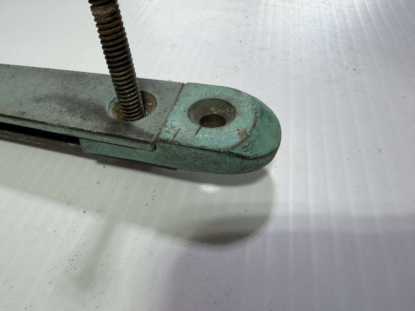Vintage Solid Bronze 19 1/2" Long x 1" T Track With Ends & Lead Car - Sailmaster 22