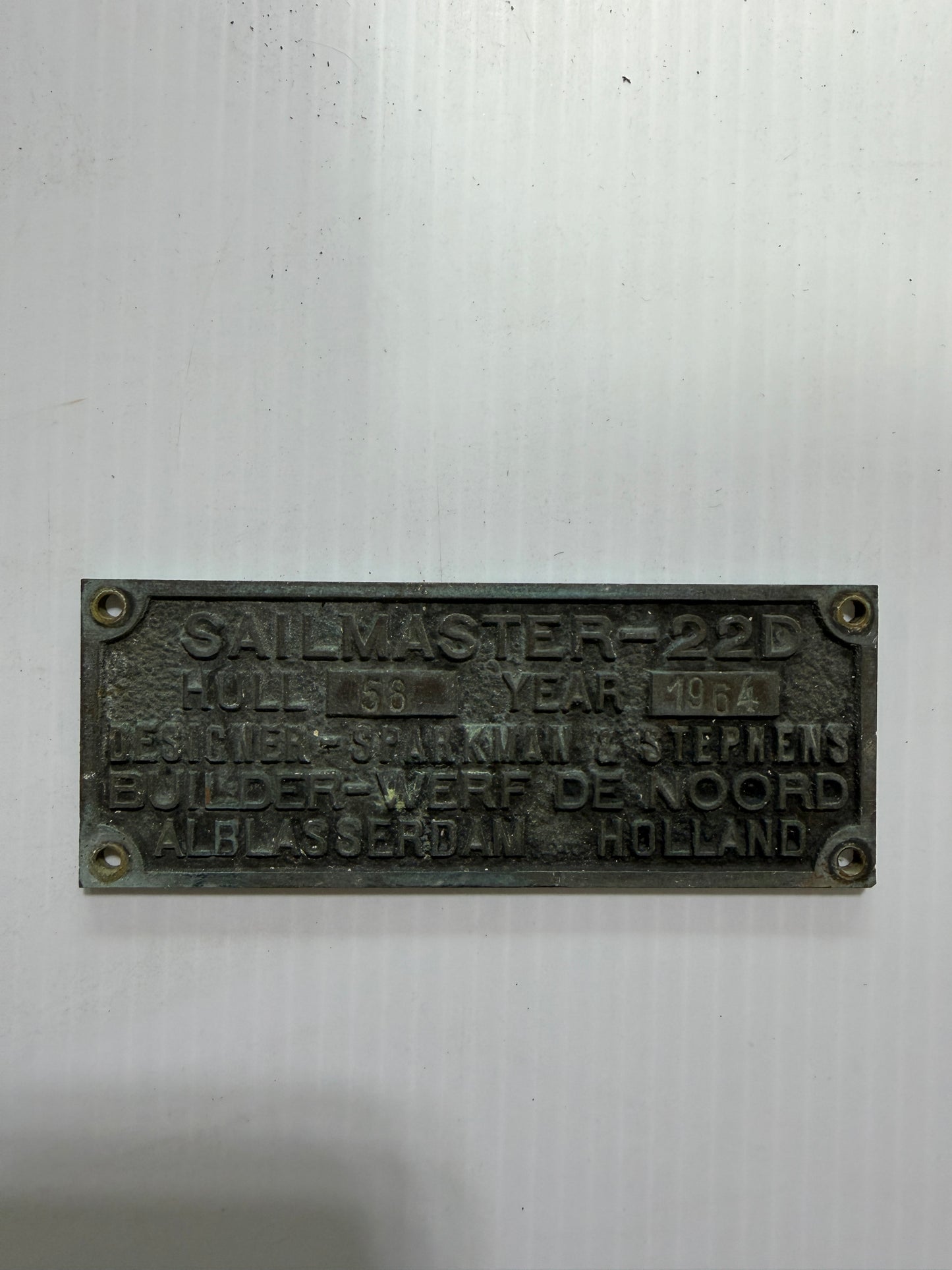 Sailmaster 22D Bronze Builders Plate - Hull #58