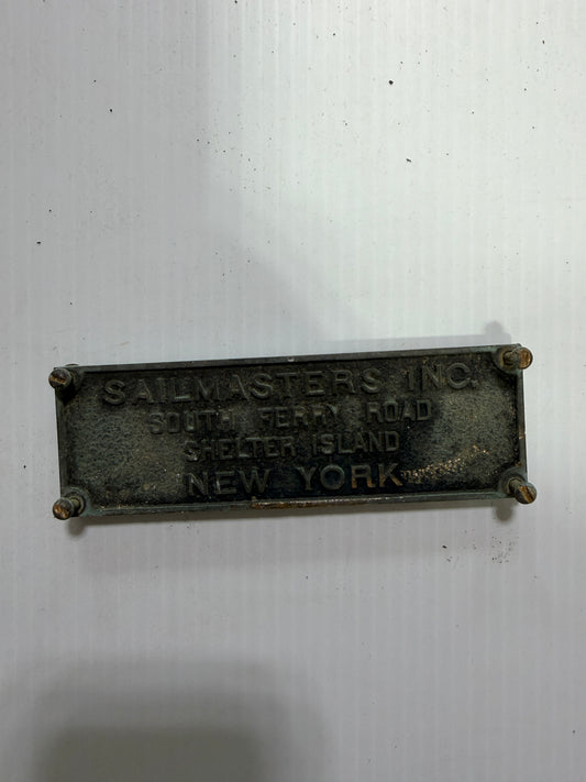 Sailmaster 22 INC South Ferry Road Shelter Island NEW YORK Builders Plate