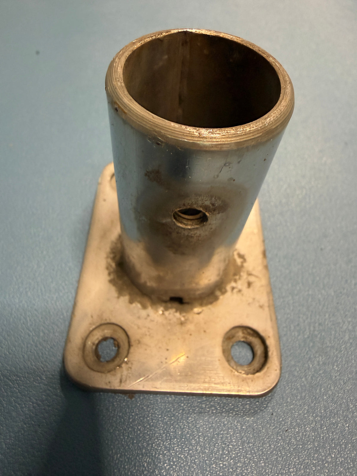 Straight Stainless Steel Stanchion Base - 1" Diameter Tubing - 3" x 2 1/4" Base x 2 5/8" Height