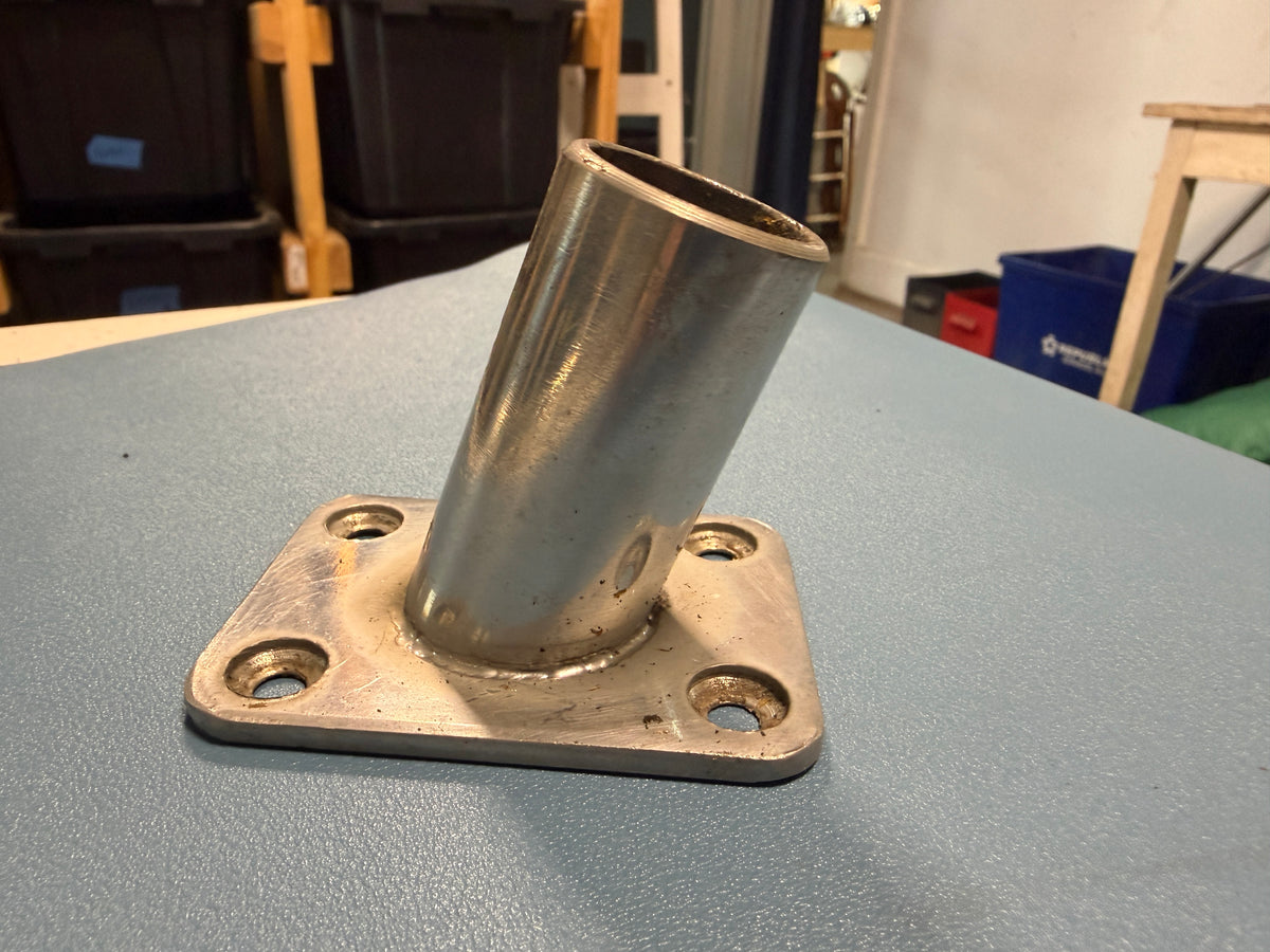 Stainless Steel Angled Stanchion Base - 1" Tubing Diameter - 3" x 2 1/4" Base