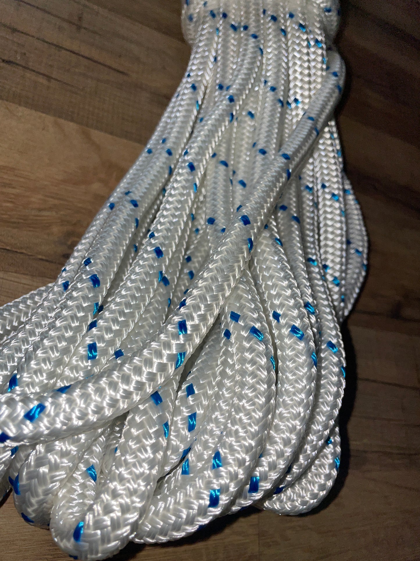 NEW 1/2” x 100’ Double Braided White & Blue Line