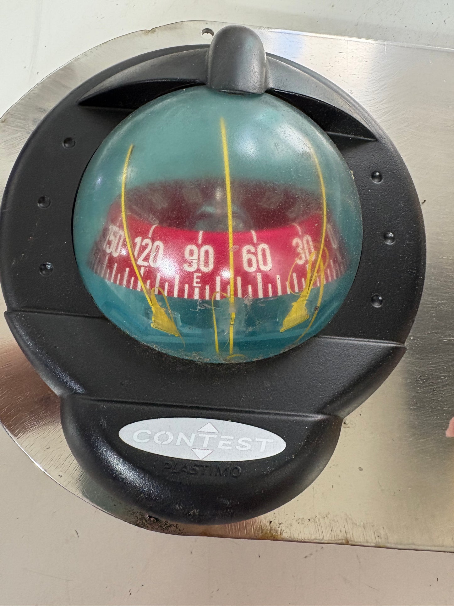 Contest Plastimo Compass on Steel Plate Bulkhead