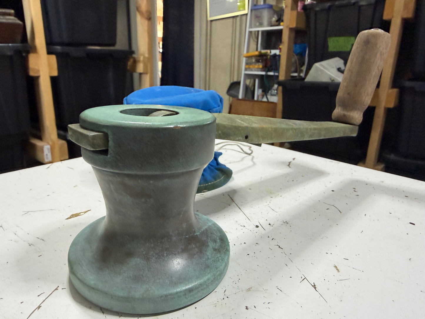 Vintage Wilcox Crittenden Bronze Winch With Handle & Cover