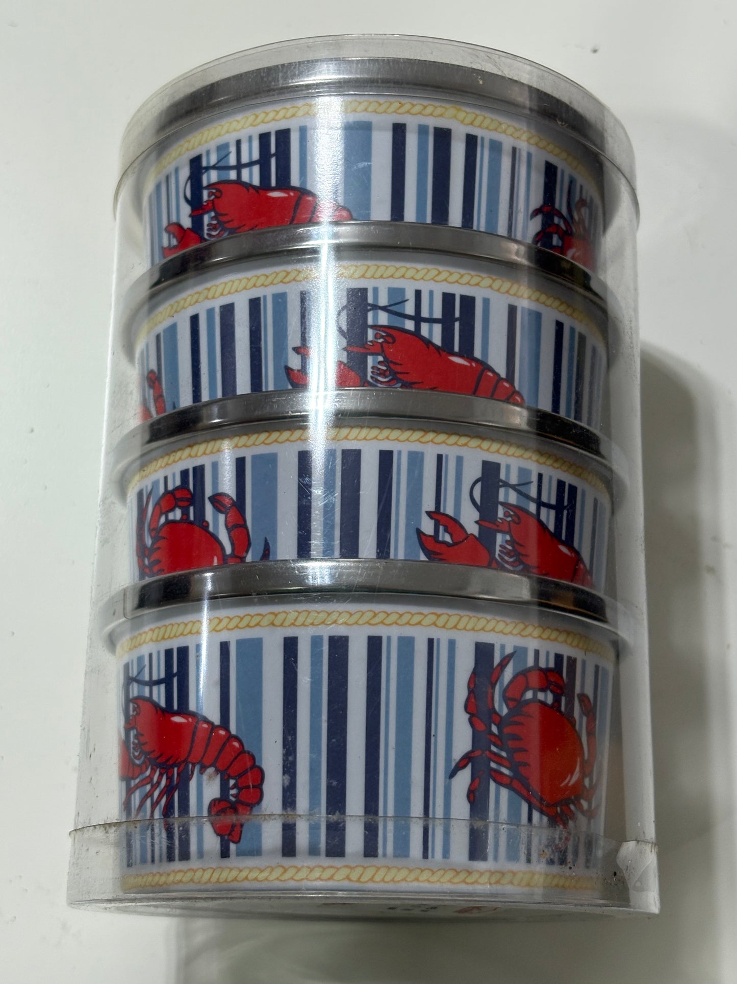 4 Piece Melamine Bowl with Stainless Steel Rim Set
