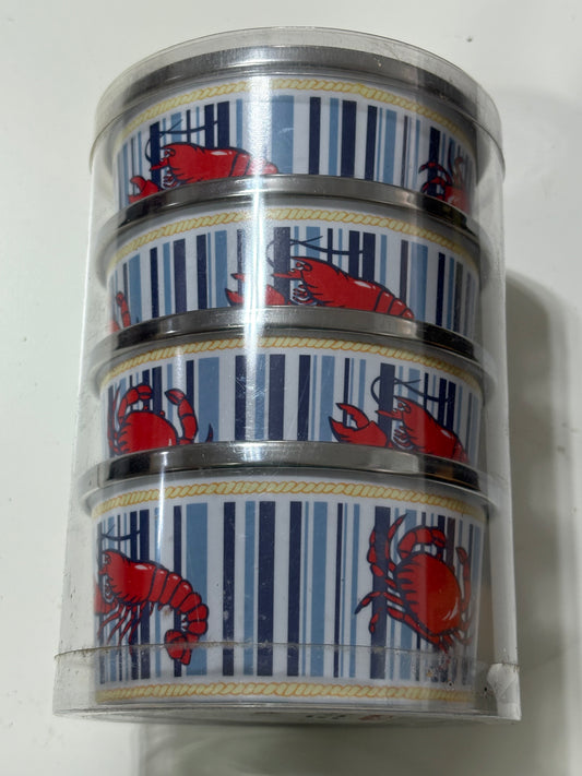 4 Piece Melamine Bowl with Stainless Steel Rim Set