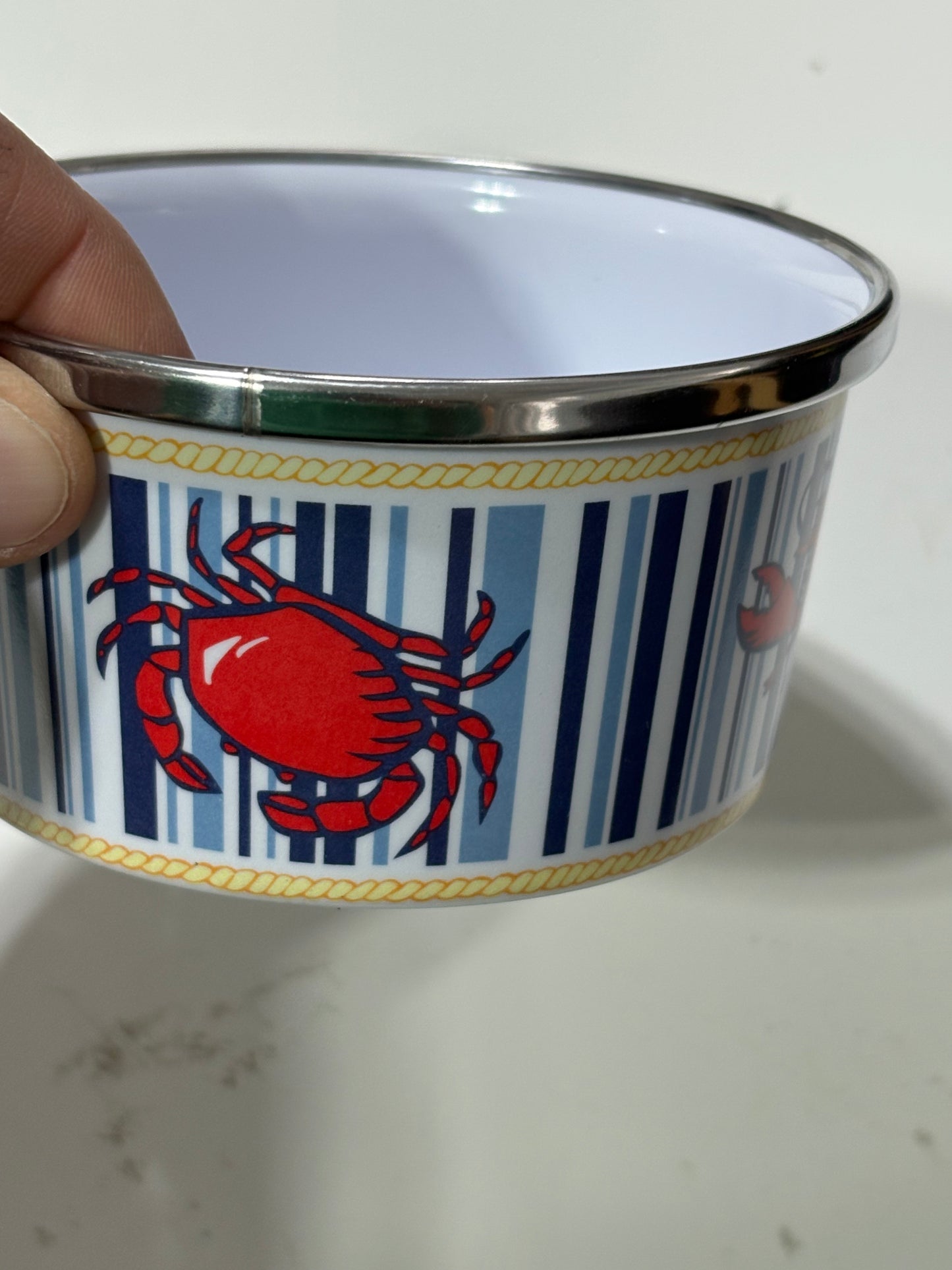 4 Piece Melamine Bowl with Stainless Steel Rim Set