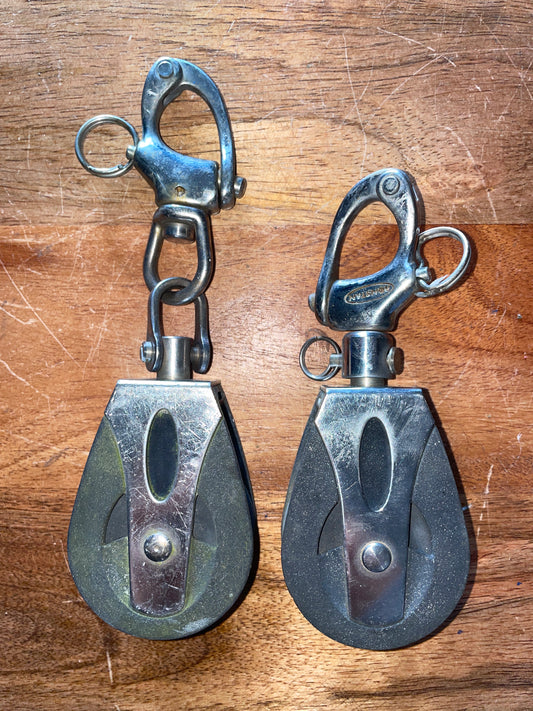 PAIR Ronstan 2” Swivel Sheave Single Blocks With Shackles