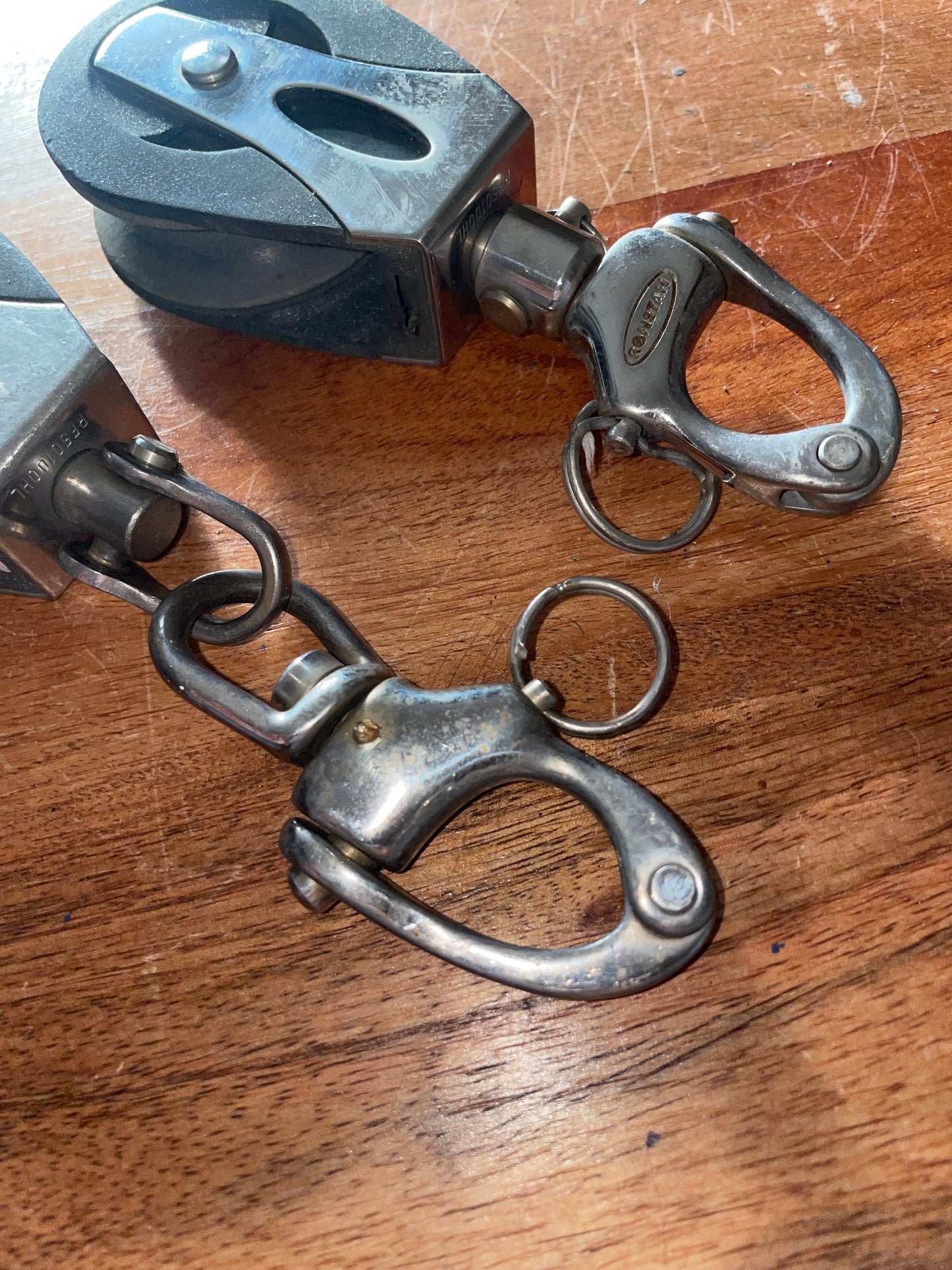 PAIR Ronstan 2” Swivel Sheave Single Blocks With Shackles