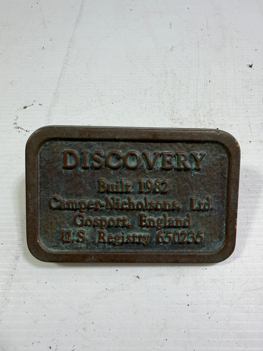 Solid Bronze "Discovery" Builders Plate - Camper Nicholsons Boat