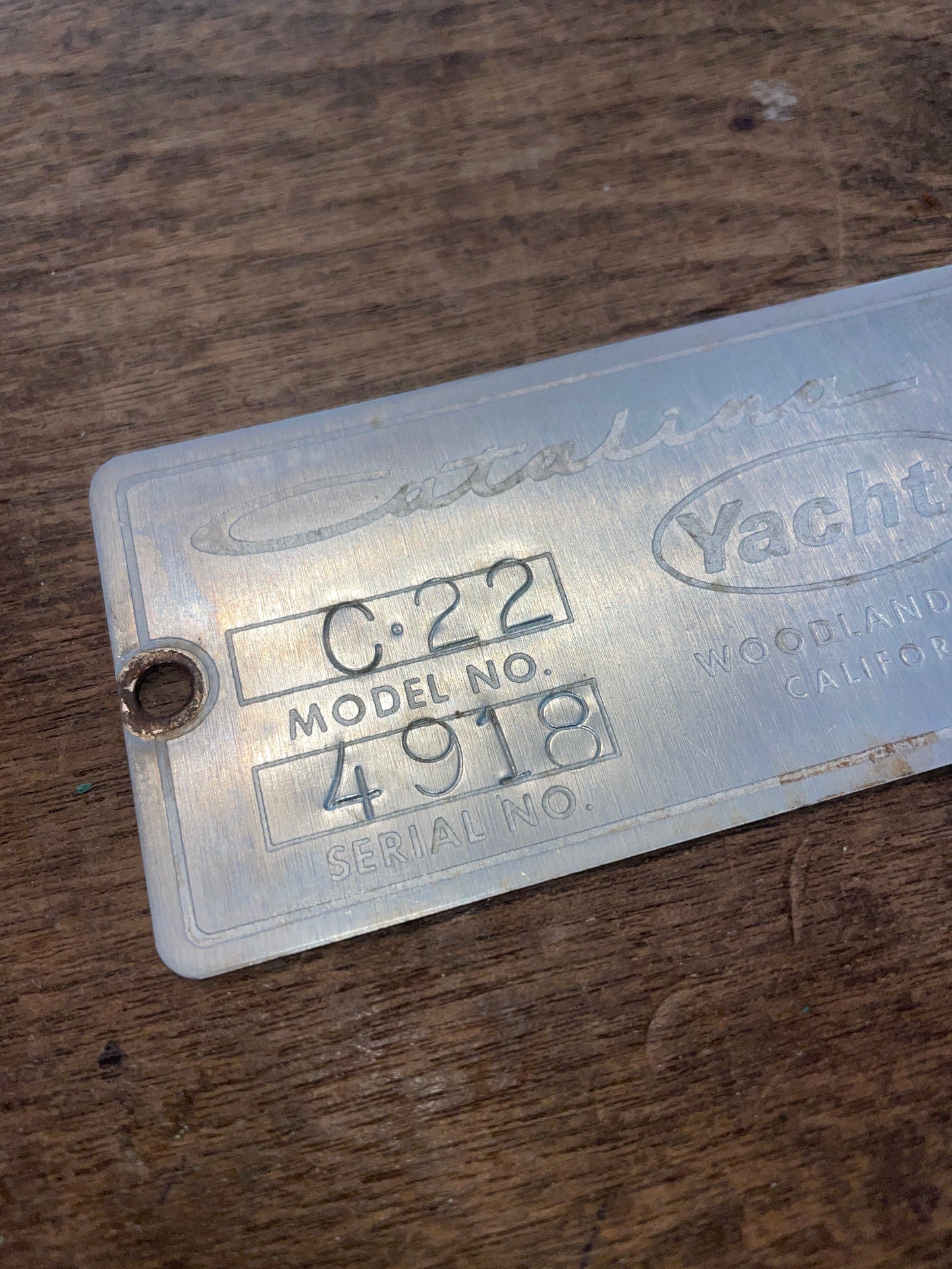 Catalina 22 Builders Plate Serial Number 4918