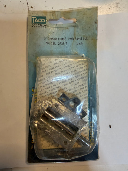 Chrome Plated Brass Barrel Bolt - NEW
