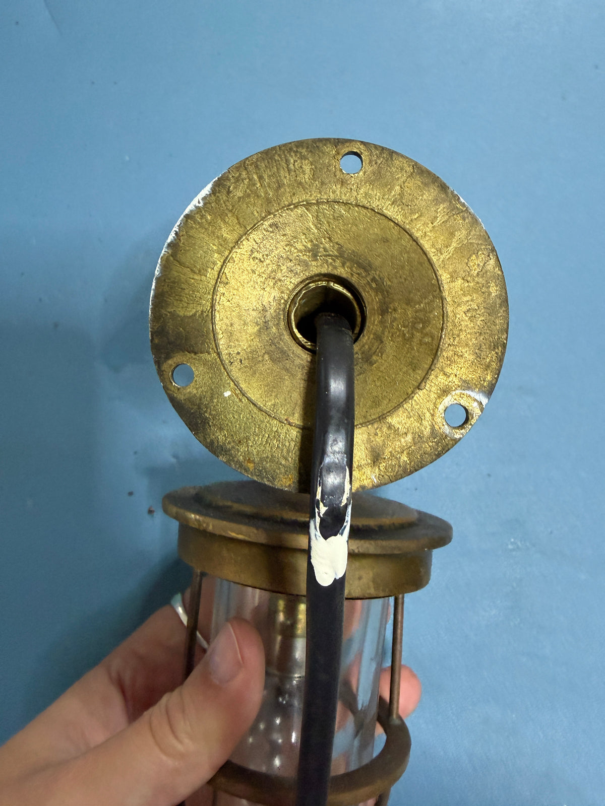Vintage Bronze Engine Room / Passage Light With Glass Globe - Trintella IV