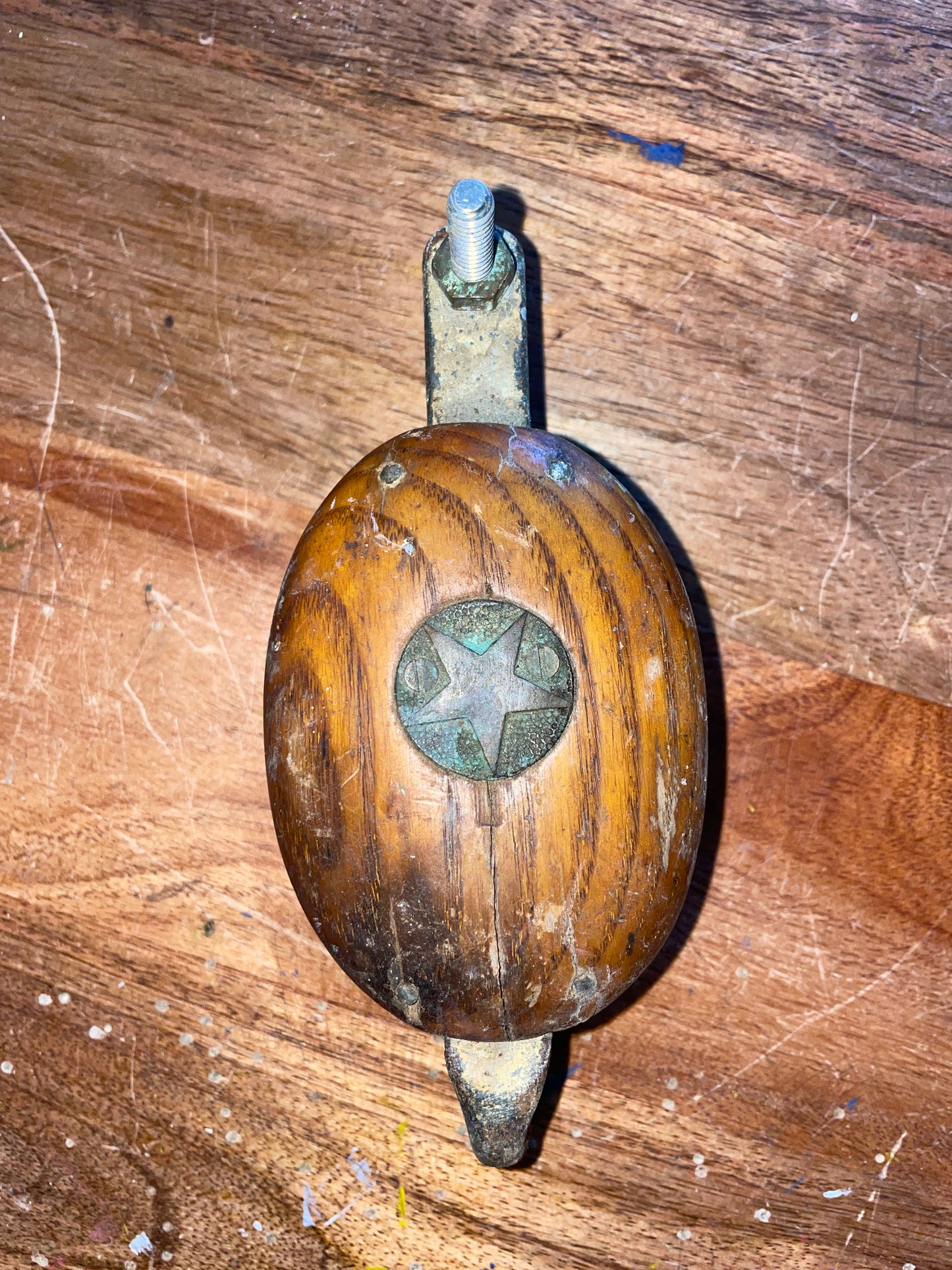 Vintage Wooden Pulley - 2” Sheave - 7/16” Line