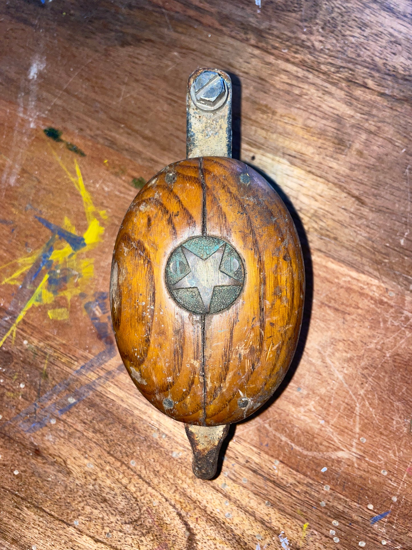 Vintage Wooden Pulley - 2” Sheave - 7/16” Line