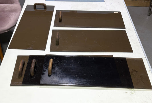 Plexiglass Sliding Cabinet Doors-Tinted, Lot of 6, Teak Handles from C&C 30
