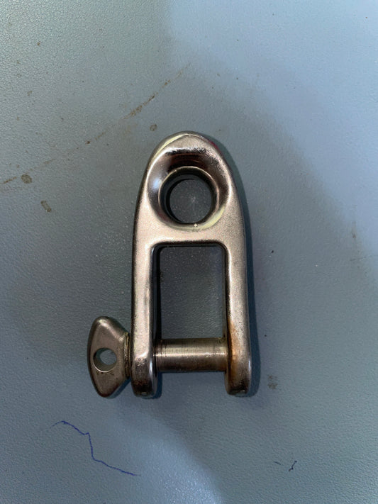 Stainless Steel Forked Bail Halyard Shackle With Guide At Top - 5/8" Width