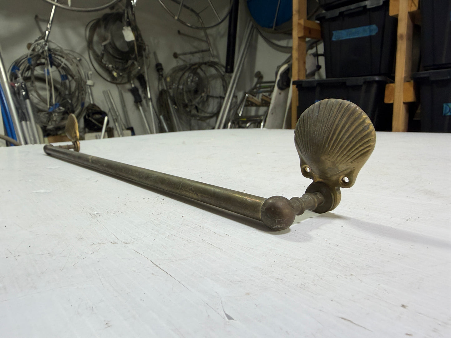 18 1/2" Long Brass Shell Towel Holder