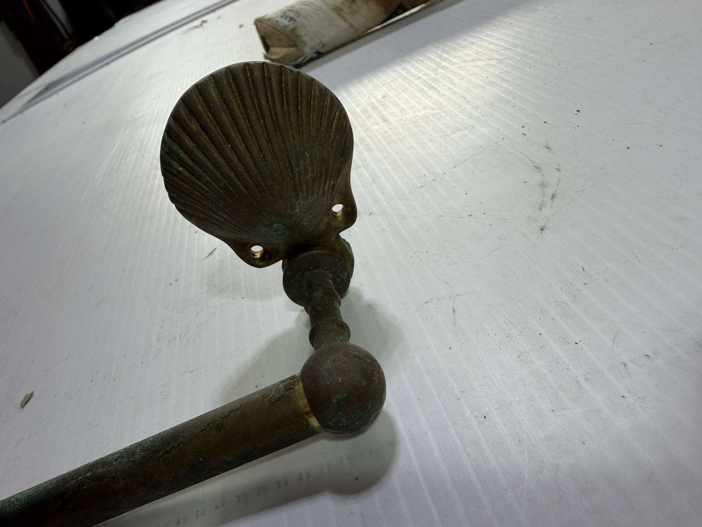 14 3/4" SeaShell Brass Towel Bar