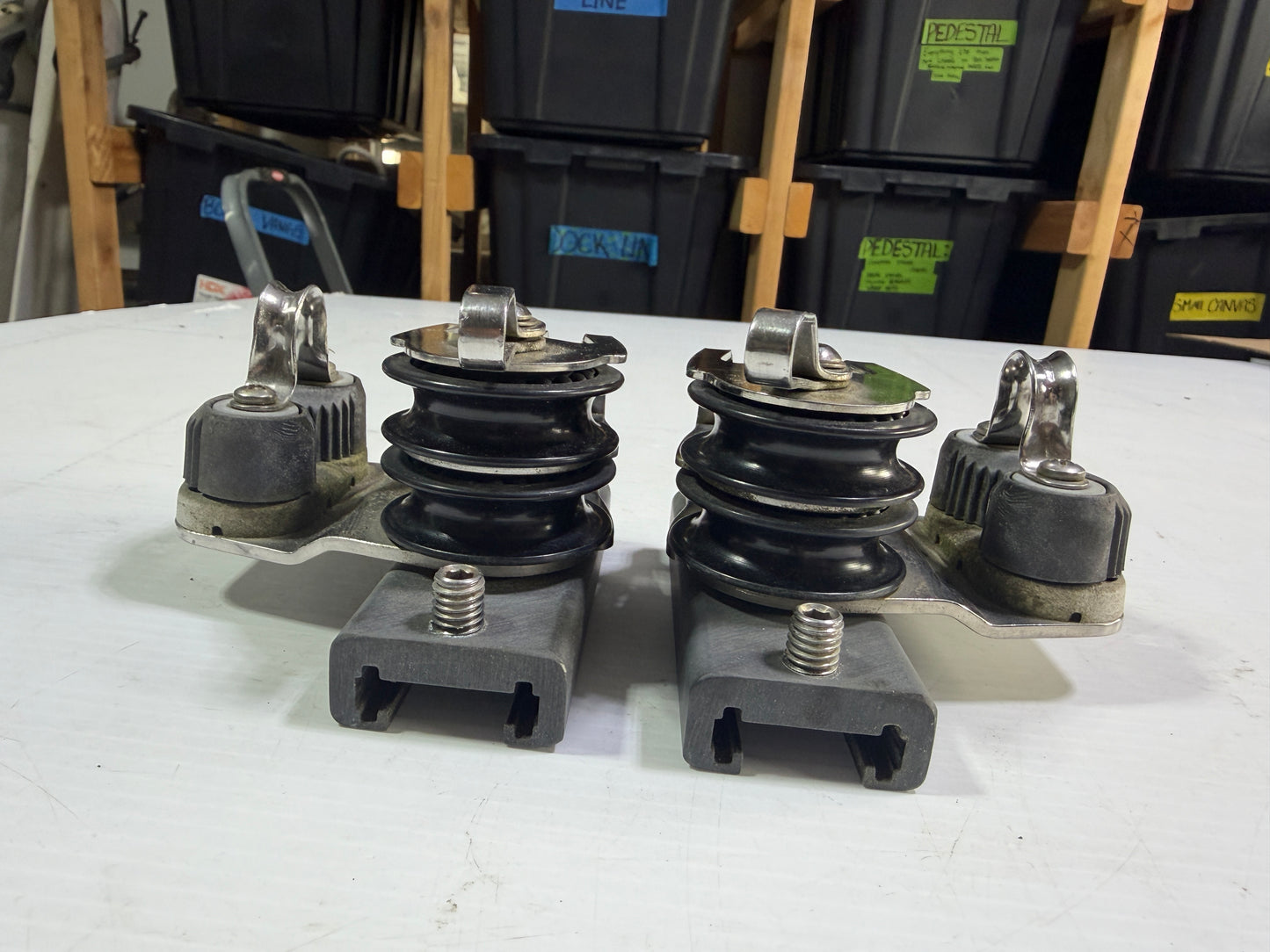 PAIR  1 1/4" Garhauer Adjustable Track Ends - 2" Double Sheaved x 3/8" Line