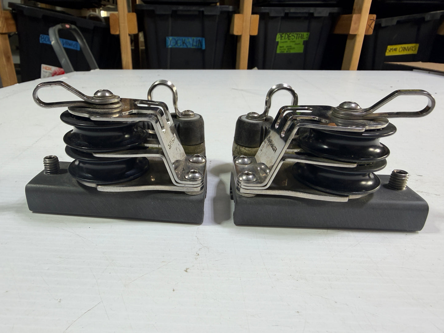 PAIR  1 1/4" Garhauer Adjustable Track Ends - 2" Double Sheaved x 3/8" Line