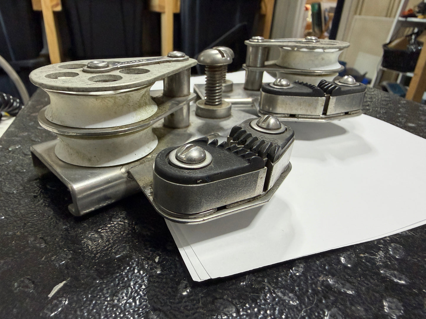 PAIR Screw Top - 1 1/2" Schaefer Traveler / Track Cars - 1 7/8" Double Sheave - 5/16" Line