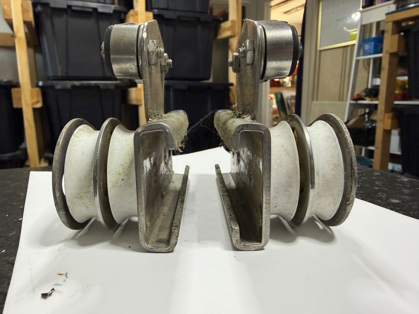 PAIR Screw Top - 1 1/2" Schaefer Traveler / Track Cars - 1 7/8" Double Sheave - 5/16" Line