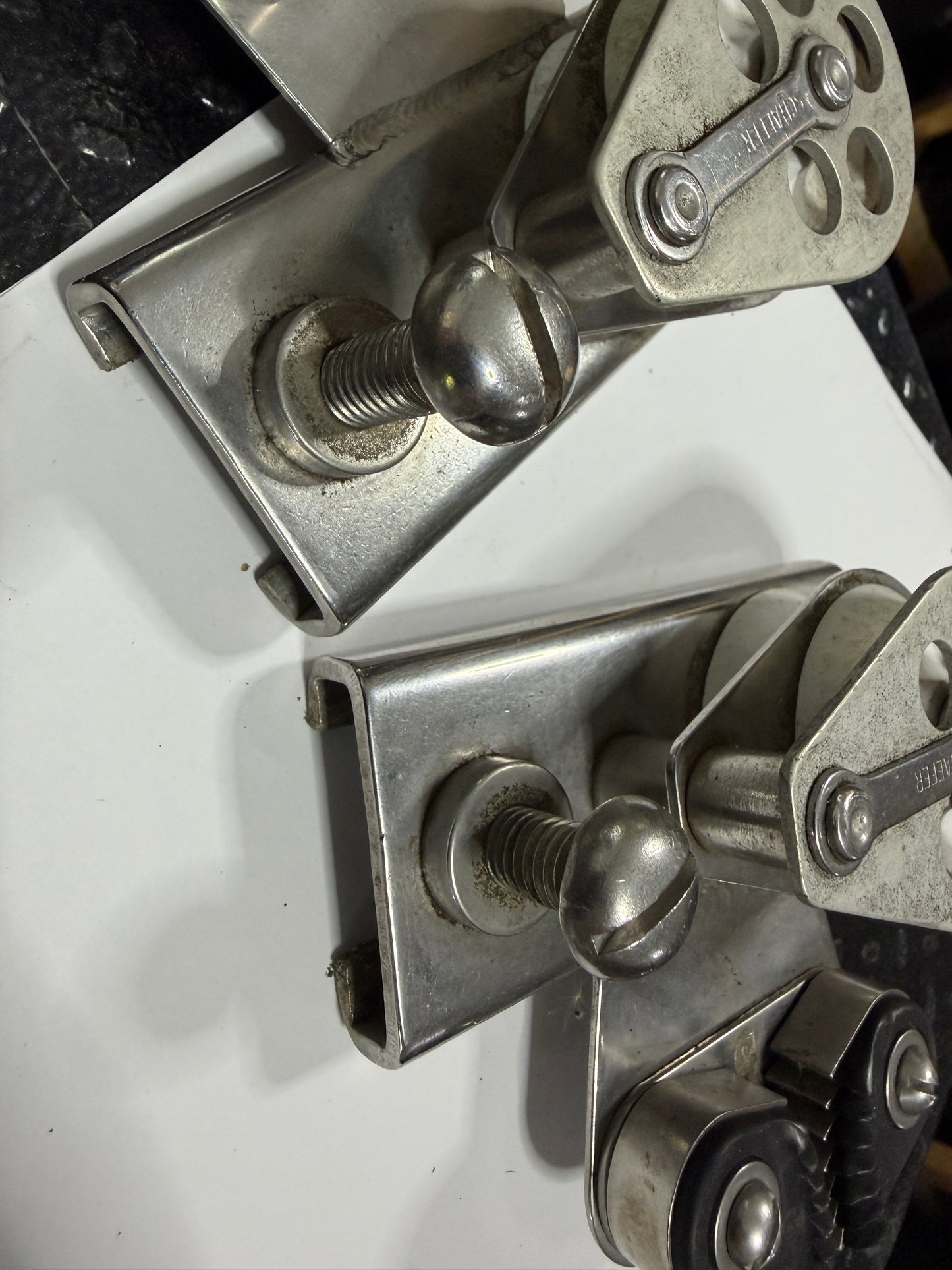 PAIR Screw Top - 1 1/2" Schaefer Traveler / Track Cars - 1 7/8" Double Sheave - 5/16" Line