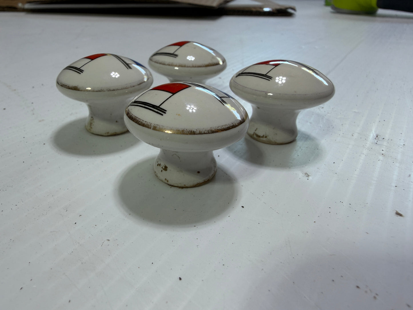 Set of 4 Ceramic Nautical Flag Cabinet Knobs