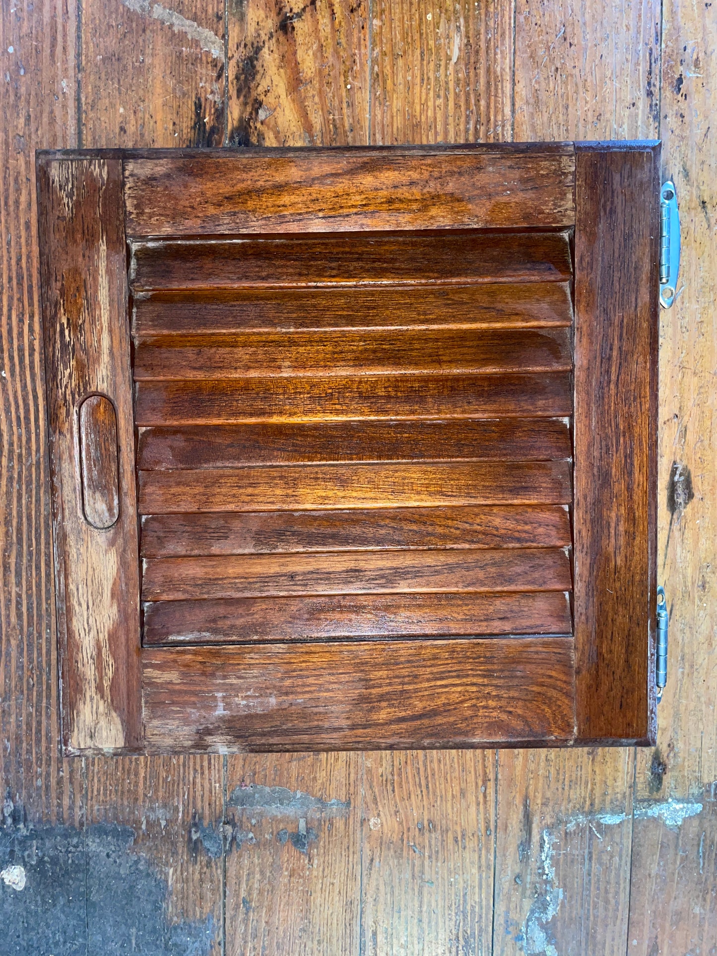 Teak Louvered Door Removed Off A Columbia 39- 12 7/16” Squared