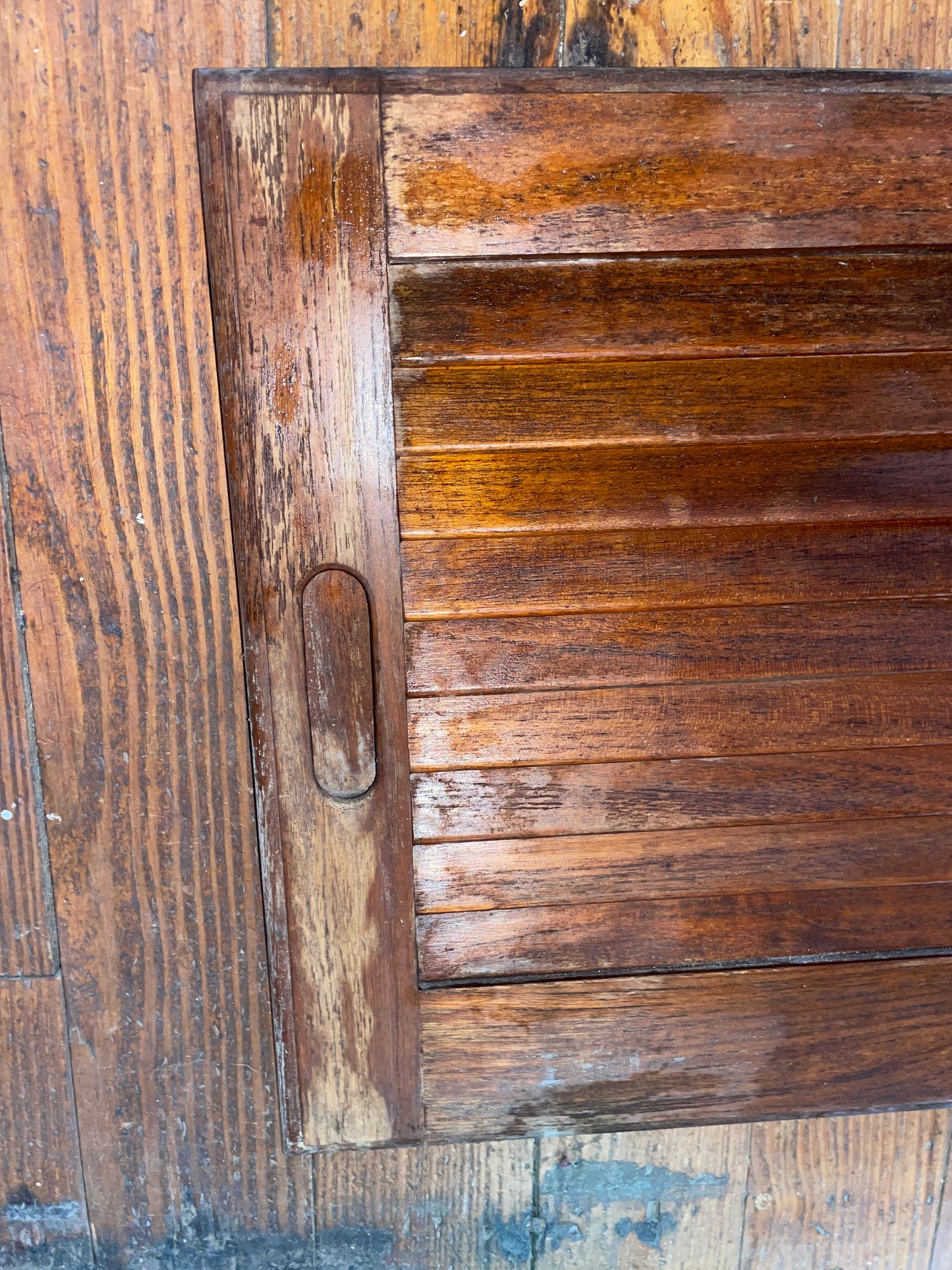 Teak Louvered Door Removed Off A Columbia 39- 12 7/16” Squared