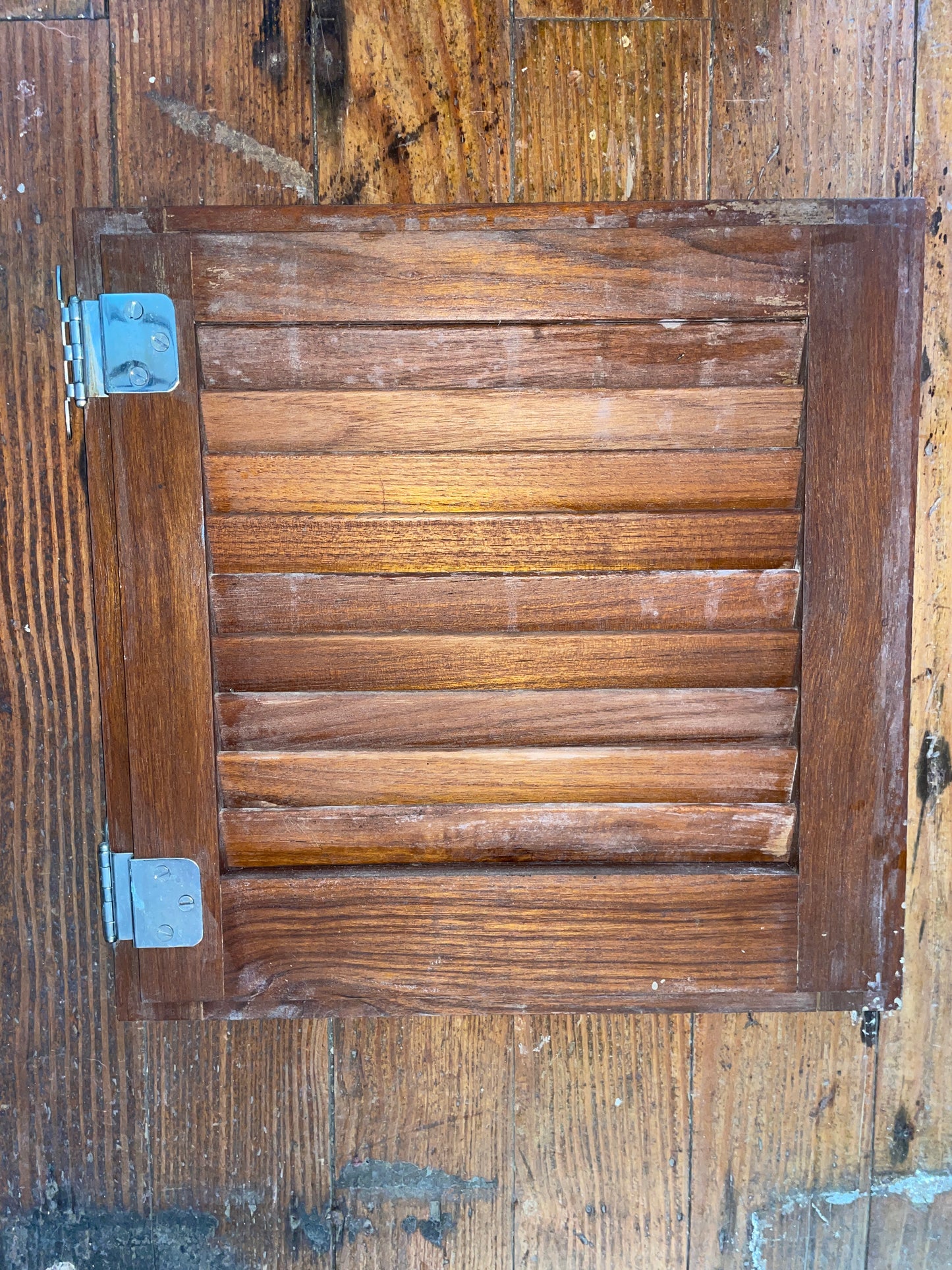 Teak Louvered Door Removed Off A Columbia 39- 12 7/16” Squared