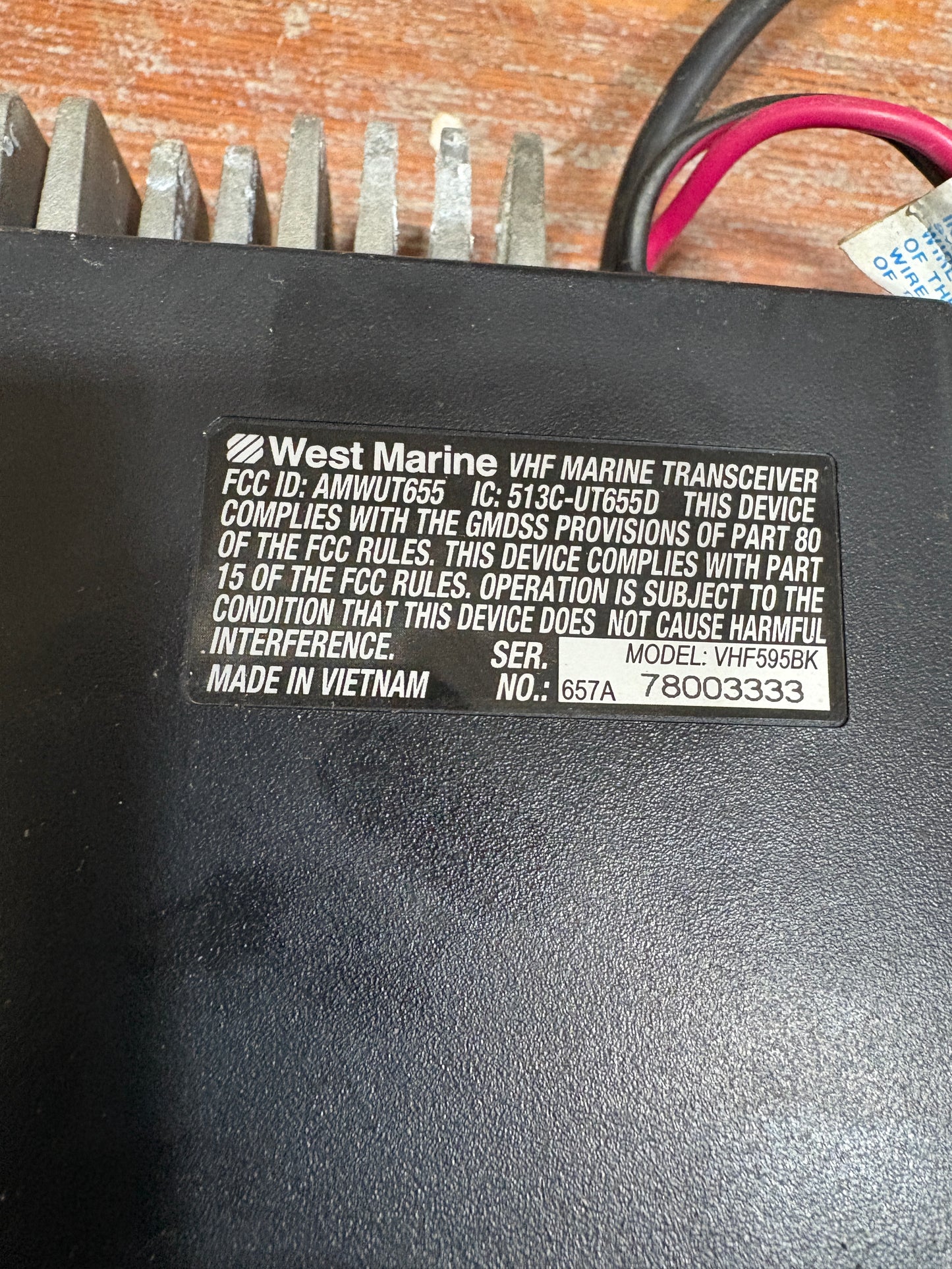 West Marine VHF Marine Transceiver Model VHF595BK