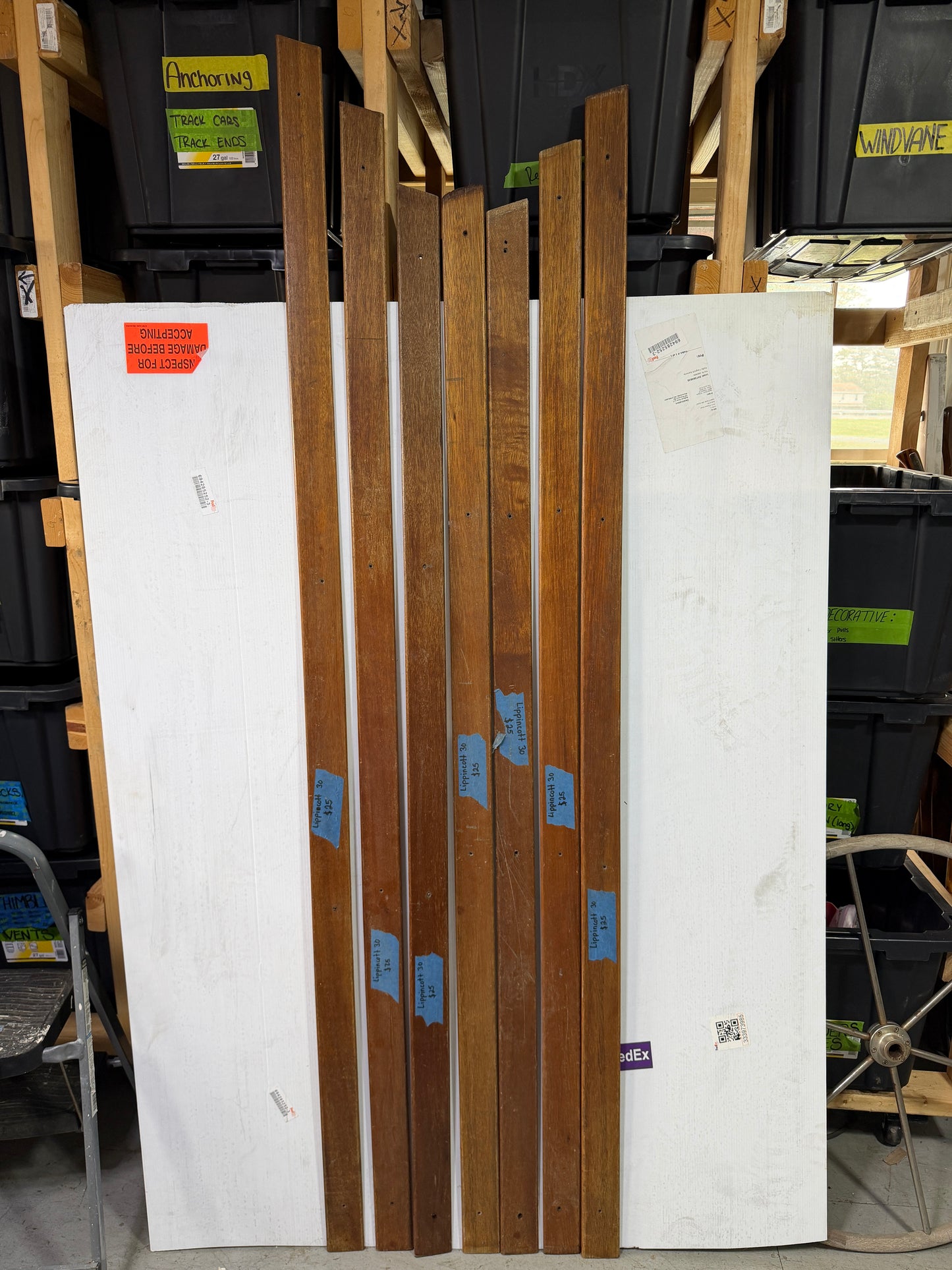 LOT OF 7 Teak 3" Width Trim Pieces - OFF Lippincott 30