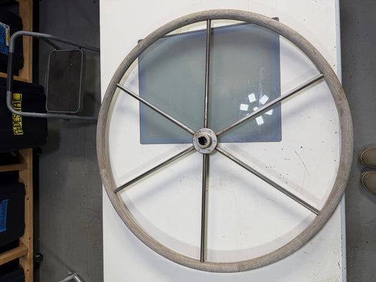 30" Edson Teak and Stainless Wheel - 1" Straight Keyed Shaft