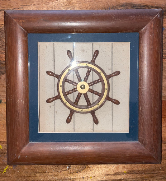 Decorative Wheel In Shadow Box Wall Decor