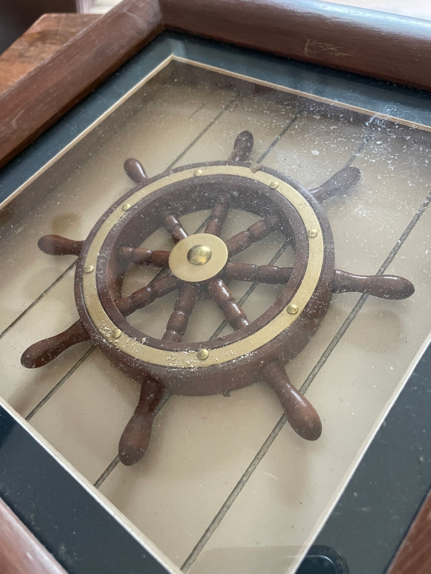 Decorative Wheel In Shadow Box Wall Decor