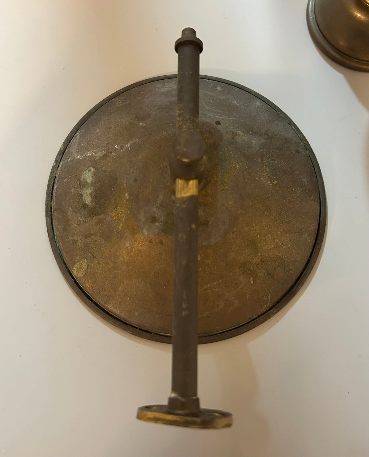 Vintage Brass Oil Lamp with Glass Chimney- 12 3/8”
